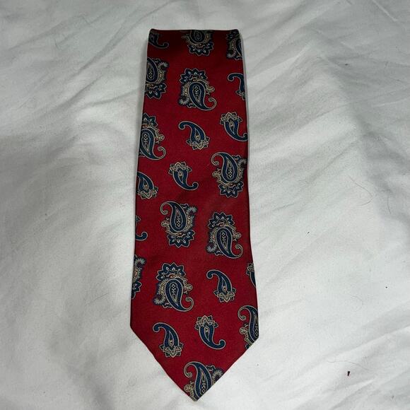 Mark Alexander Classic Red Paisley Silk Tie Luxury Designer Necktie - Picture 2 of 4